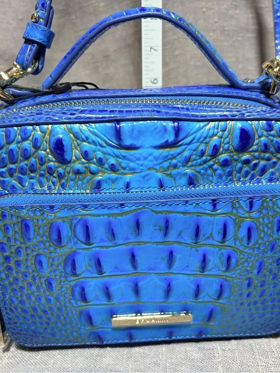 Brahmin Blue Croc-Embossed Top-Handle Crossbody Bag - Picture 1 of 12